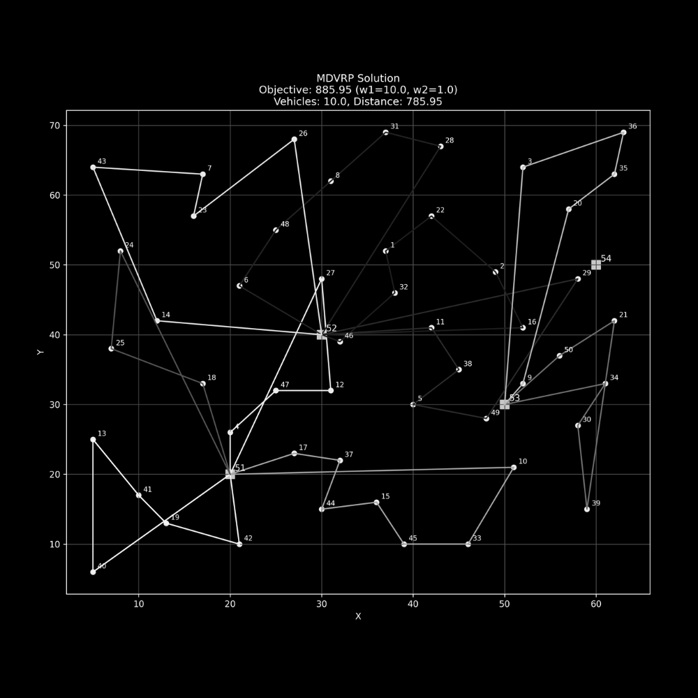 Multi-Depot Vehicle Routing Problem Solver